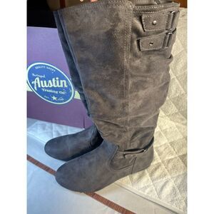 Austin Trading Company Suede Boots Gray Dark Womens SZ10 M,,Z36